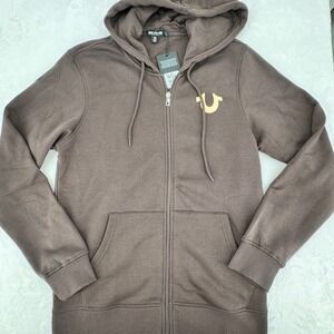 New True Religion Buddha Zip Hoodie -Mens Size M Java Brown Sweatshirt
